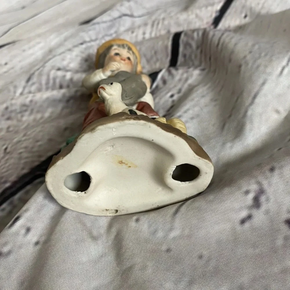 Vintage Lefton Little Boy Figurine With Guitar & Puppy 18-A)Lefton Label Missing